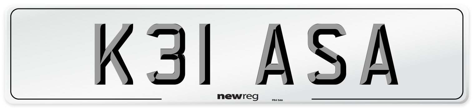 K31 ASA Number Plate from New Reg